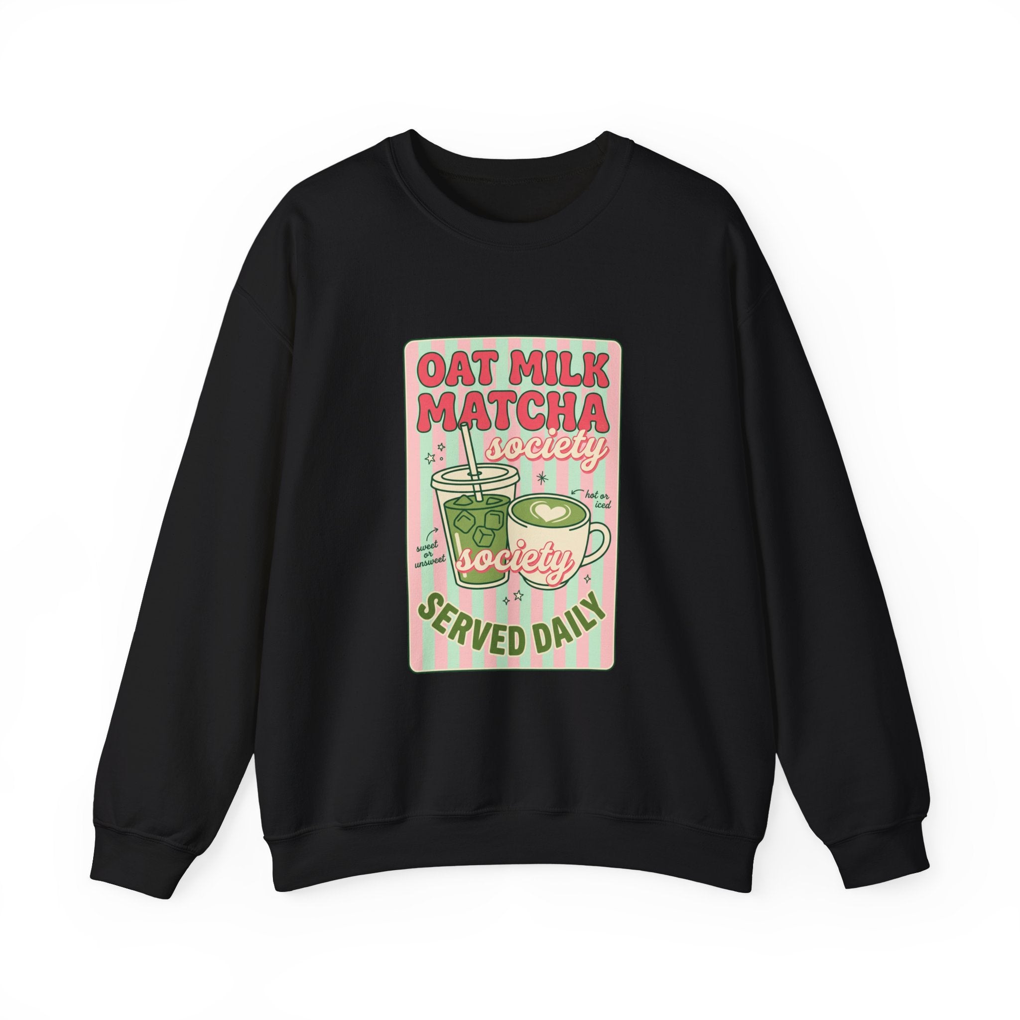 Oat Milk Matcha Society Crewneck Sweatshirt | Matcha Aesthetic, Cafe Club Graphic