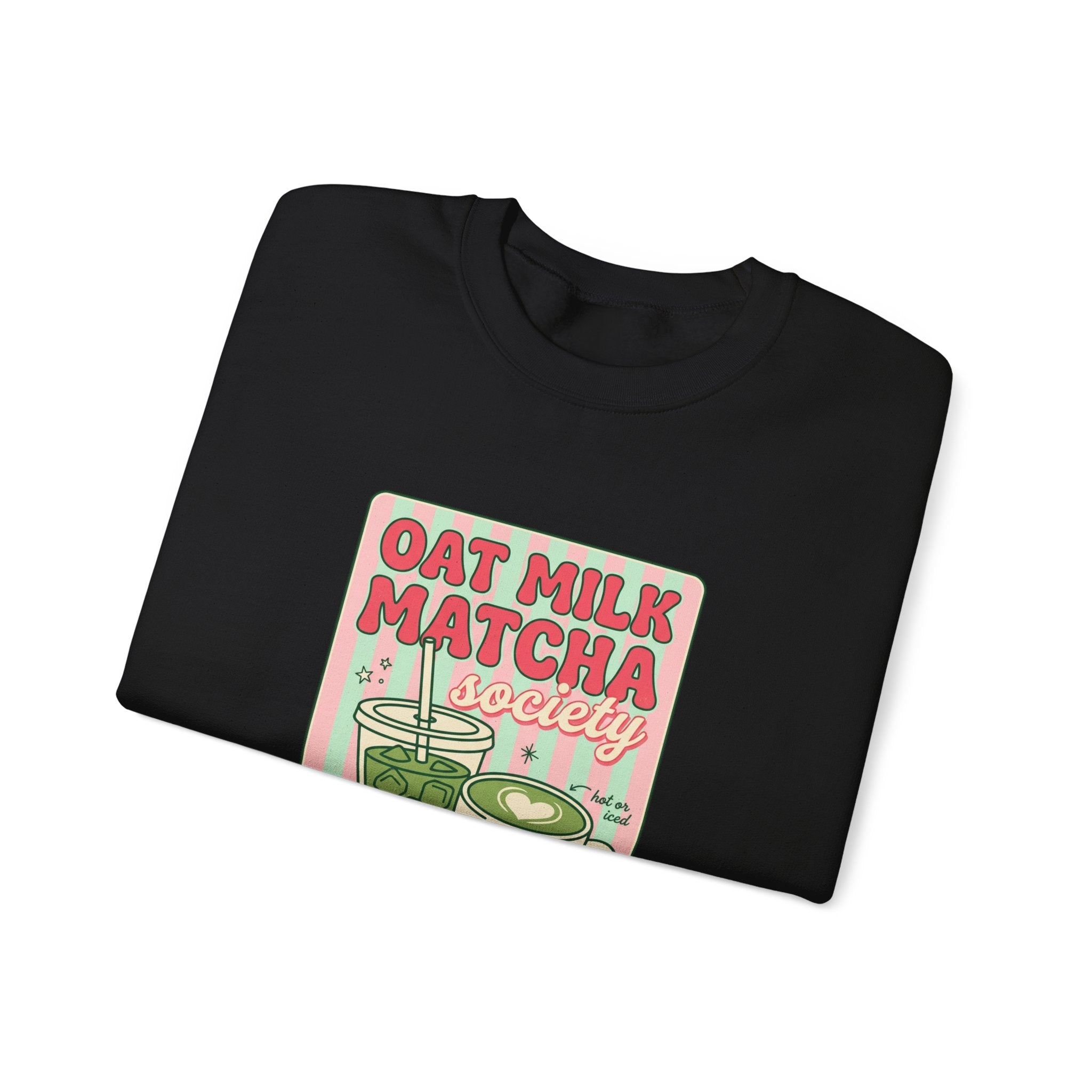 Oat Milk Matcha Society Crewneck Sweatshirt | Matcha Aesthetic, Cafe Club Graphic